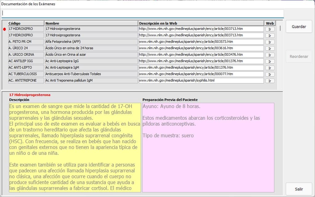 Documentación de exámenes