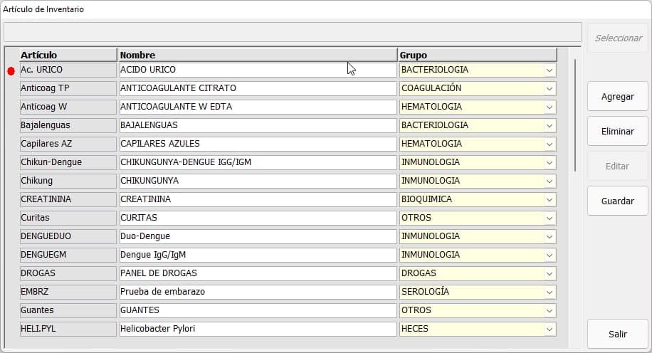 Inventario de consumo
