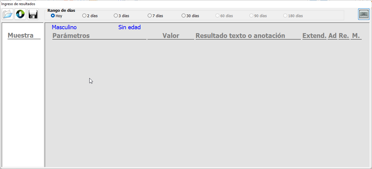 <p>Ingreso de resultados</p>