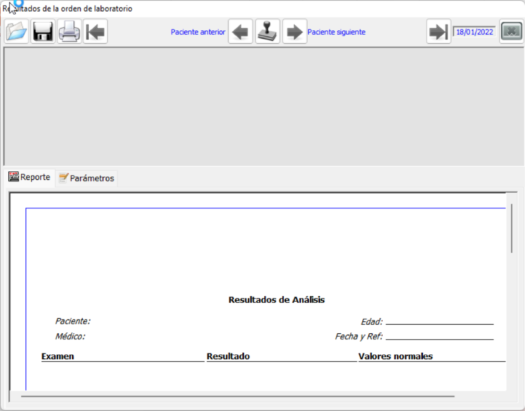 Revisión de resultados de la orden de laboratorio
