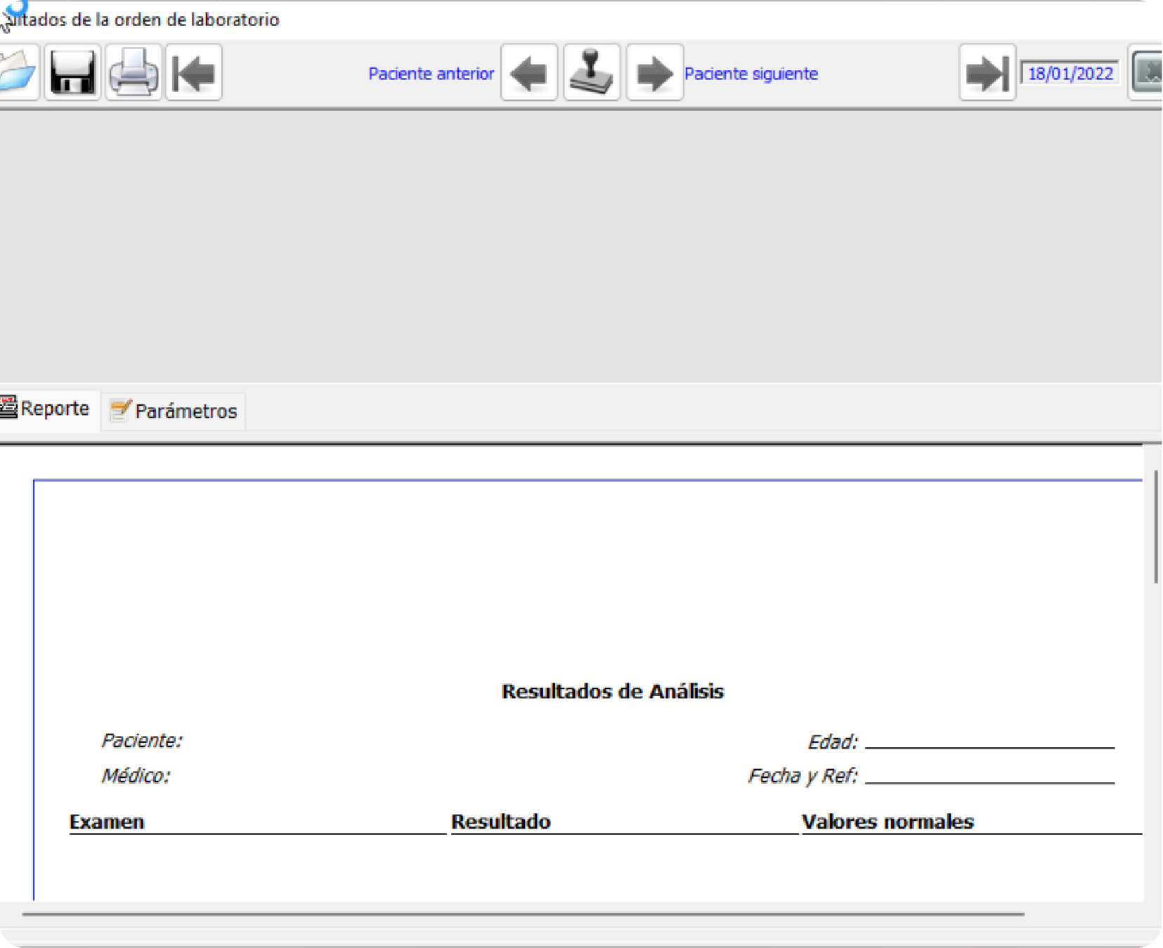 Revisión de resultados de la orden de laboratorio