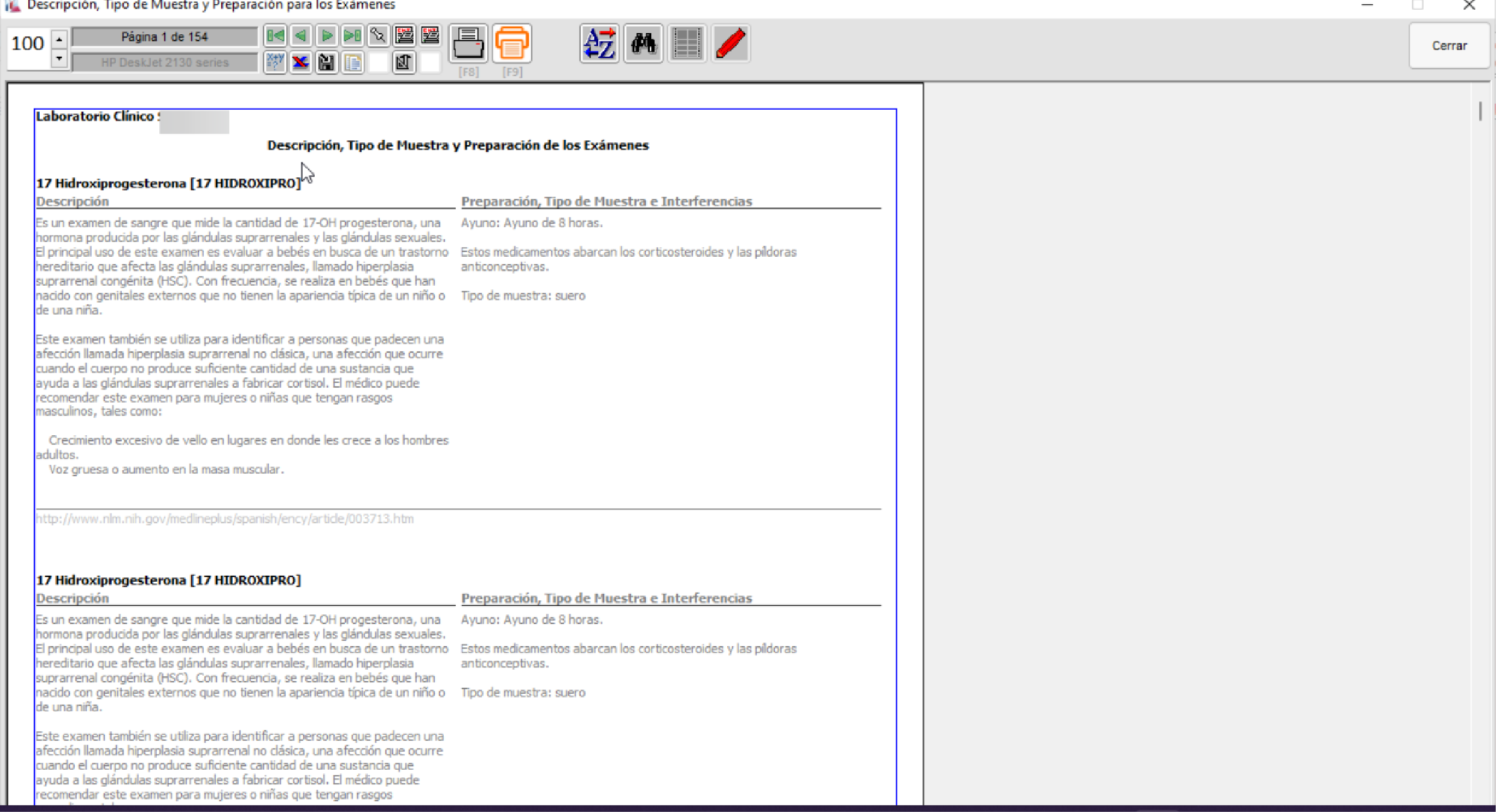Descripción, tipo de muestra y preparación para los exámenes
