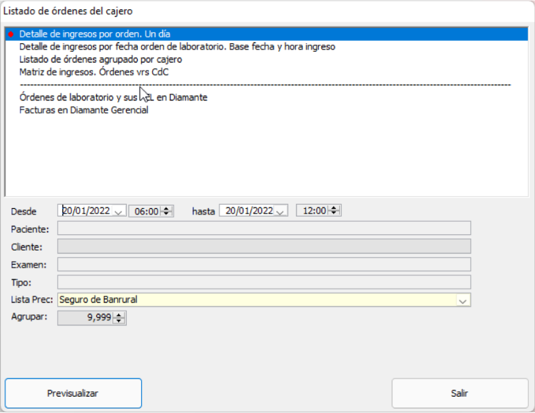 Listado de ordenes  (área supervisor)