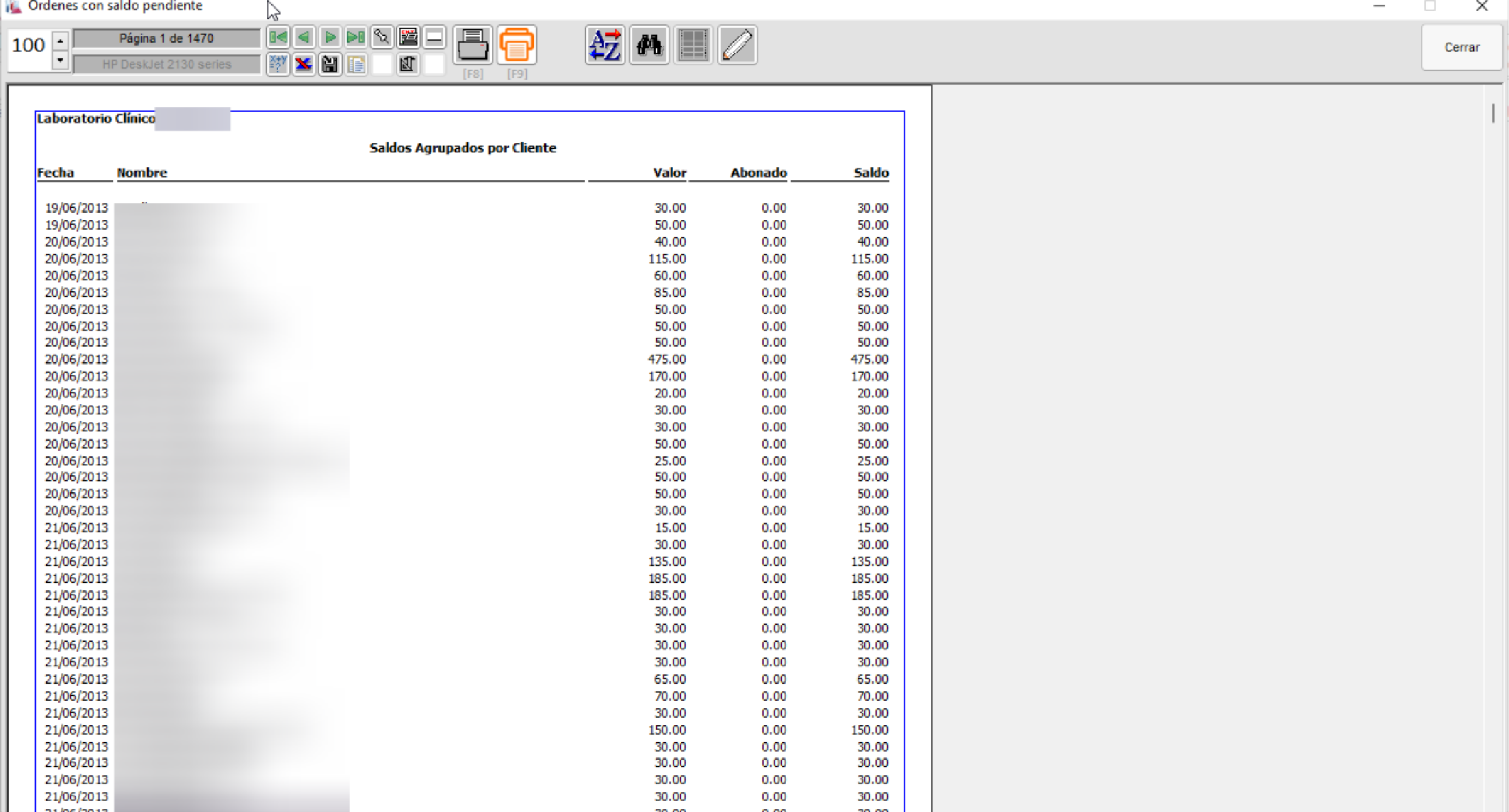 Ordenes con saldo pendiente (área supervisor)